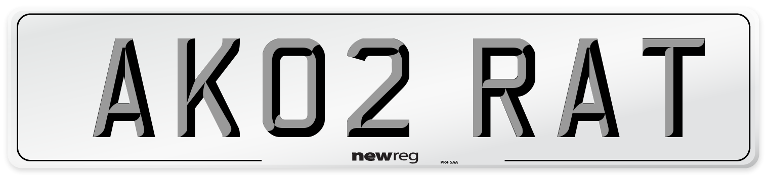 AK02 RAT Number Plate from New Reg